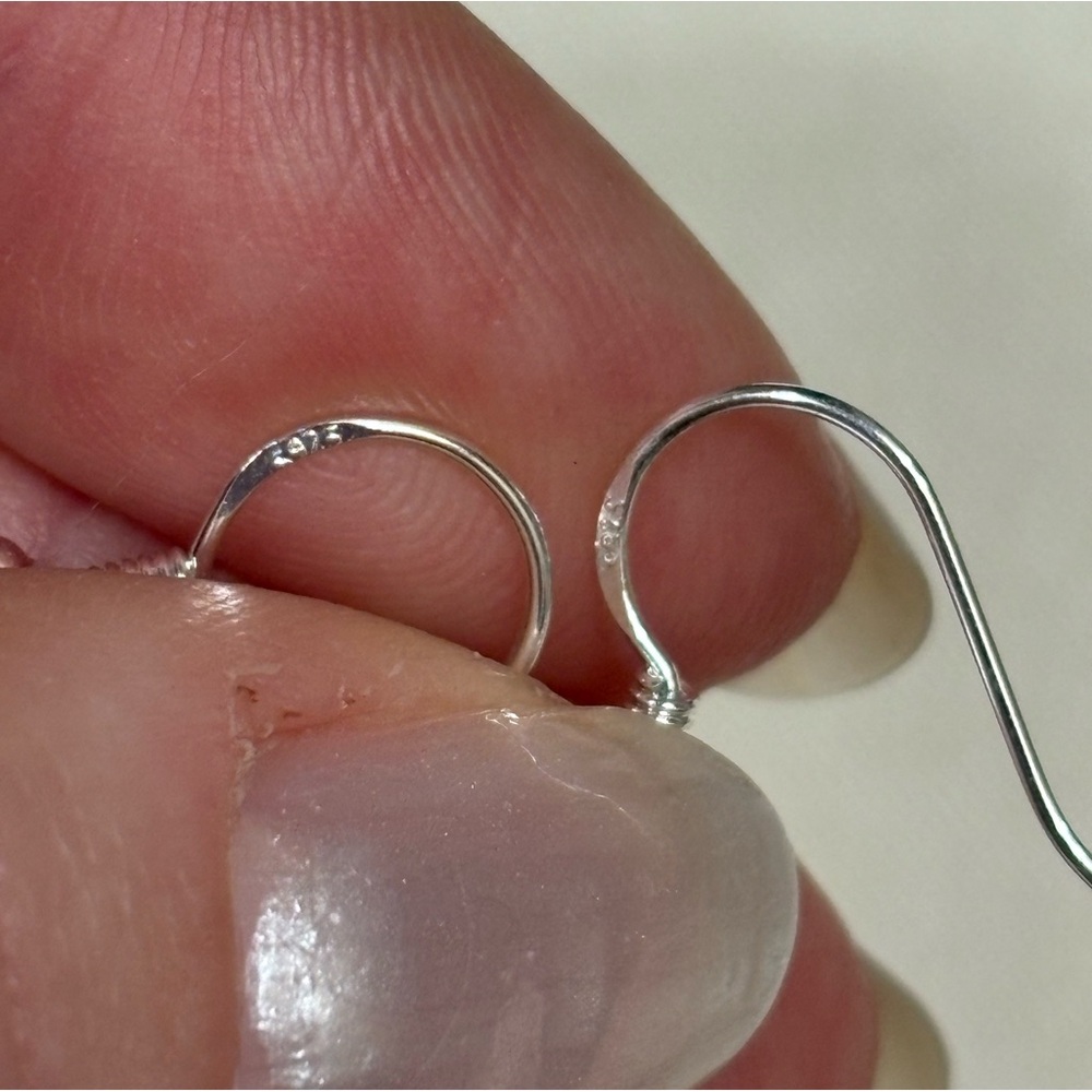 Sterling Silver Floral Shell Dangle Earrings - image 5